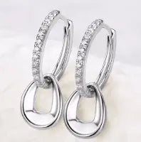 Discover our new earrings design: double hoop Moissanite dangle earrings in 925 silver