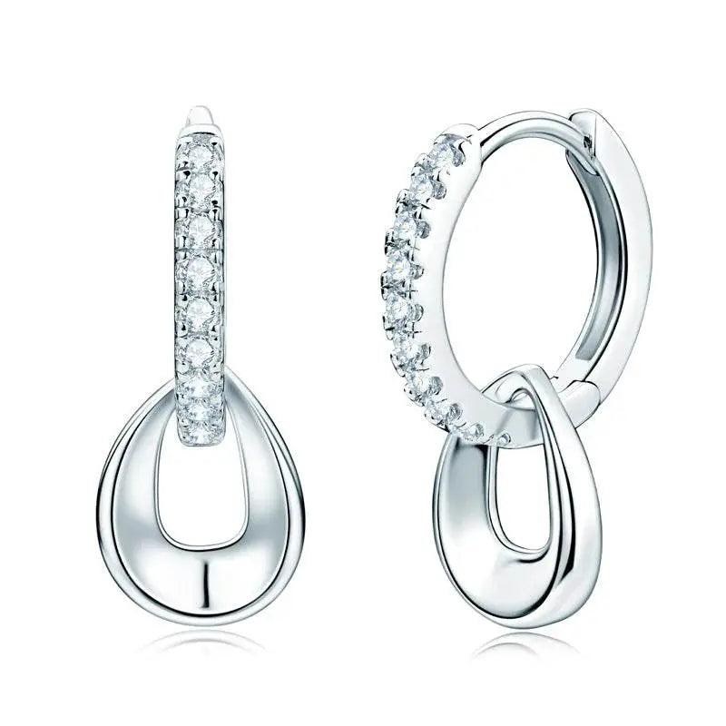 Celestine Double Hoop Moissanite Earrings 925 sterling silver gold plating - Idena Fortis